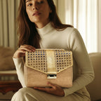 Cork Crossbody Bag Gold Flap